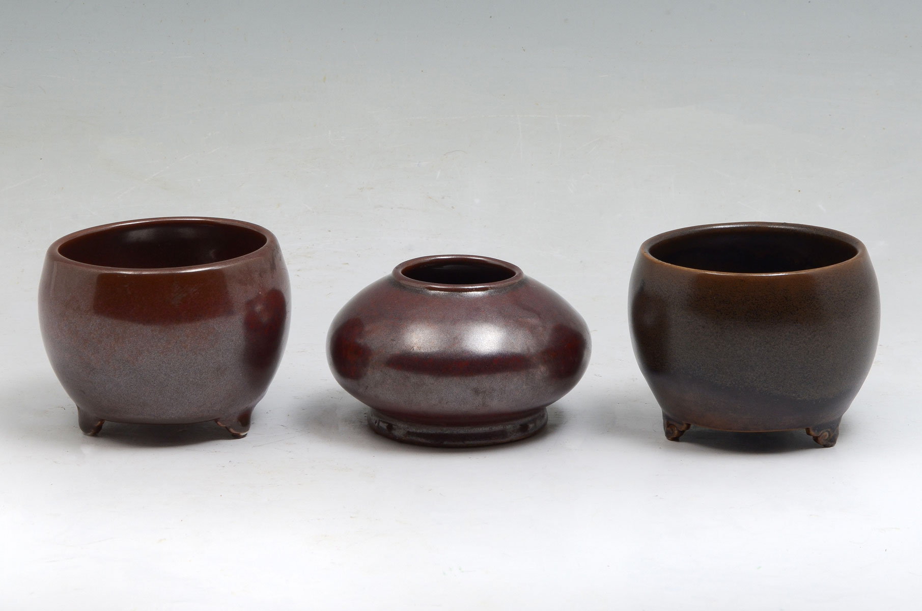 3 PC CHINESE BROWN GLAZED BOWLS  36c797