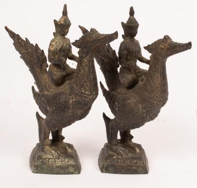 A pair of bronze Buddhist sculptures