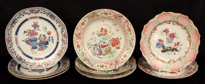 Eight Chinese famille rose plates, Qianlong