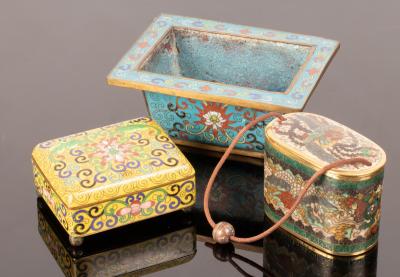 Three 19th/20th Century cloisonné vessels