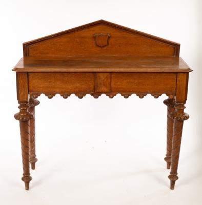 A Victorian oak hall table with 36c7ec