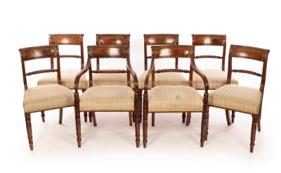 Eight Regency mahogany dining chairs