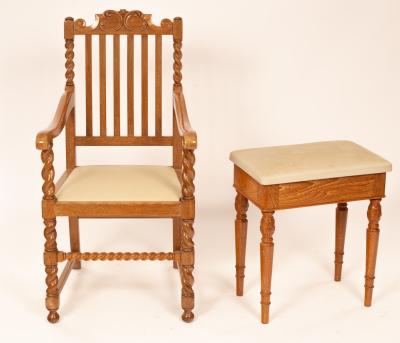 A 17th Century style open armchair and