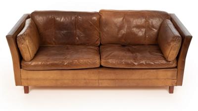 A two-seater leather upholstered