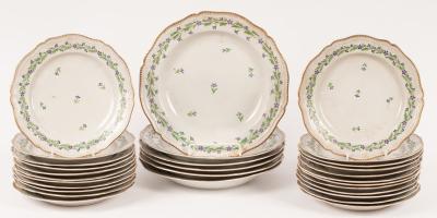A set of six large circular dishes/soup