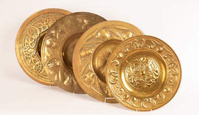 Four embossed brass chargers the 36c8bd