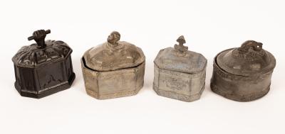 Four tobacco jars with decorative 36c8d6
