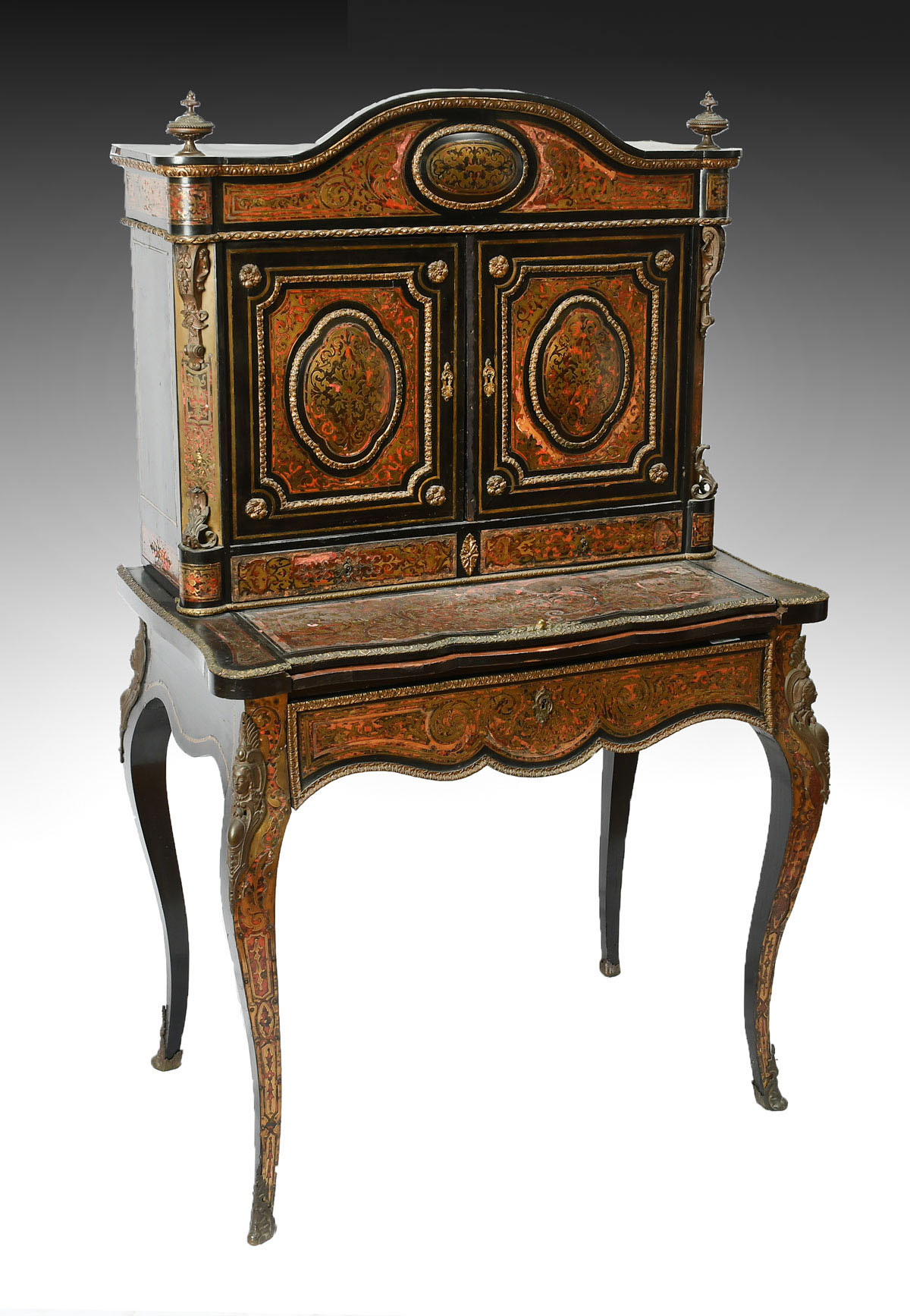 BOULLE INLAID BRASS SECRETARY: Inlaid