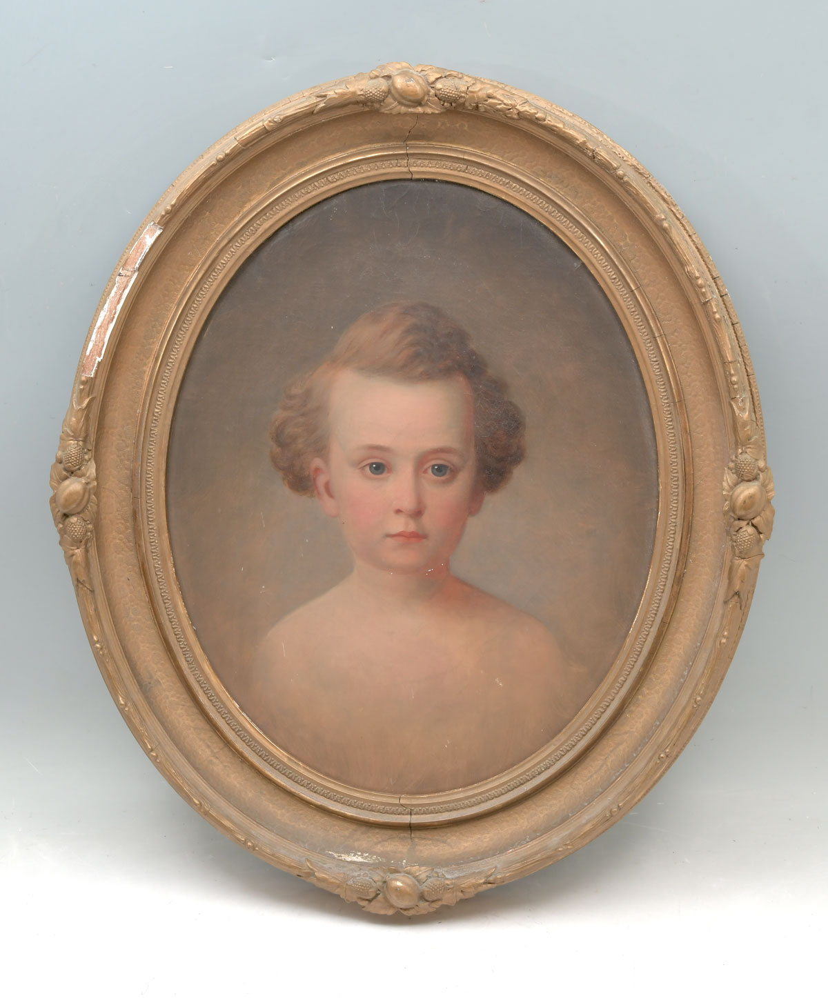 EARLY OVAL PORTRAIT PAINTING OF