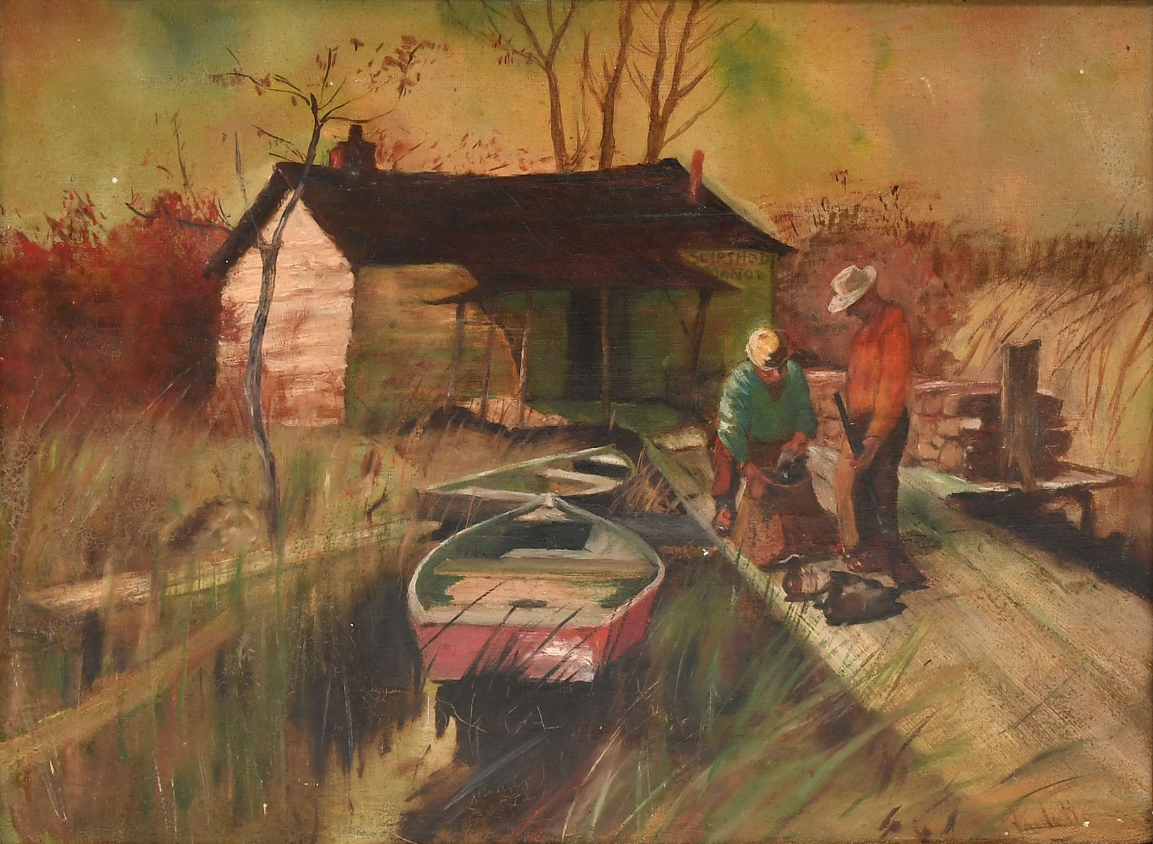 PAULETTE LANDEN DUCK HUNTERS PAINTING  36c96e