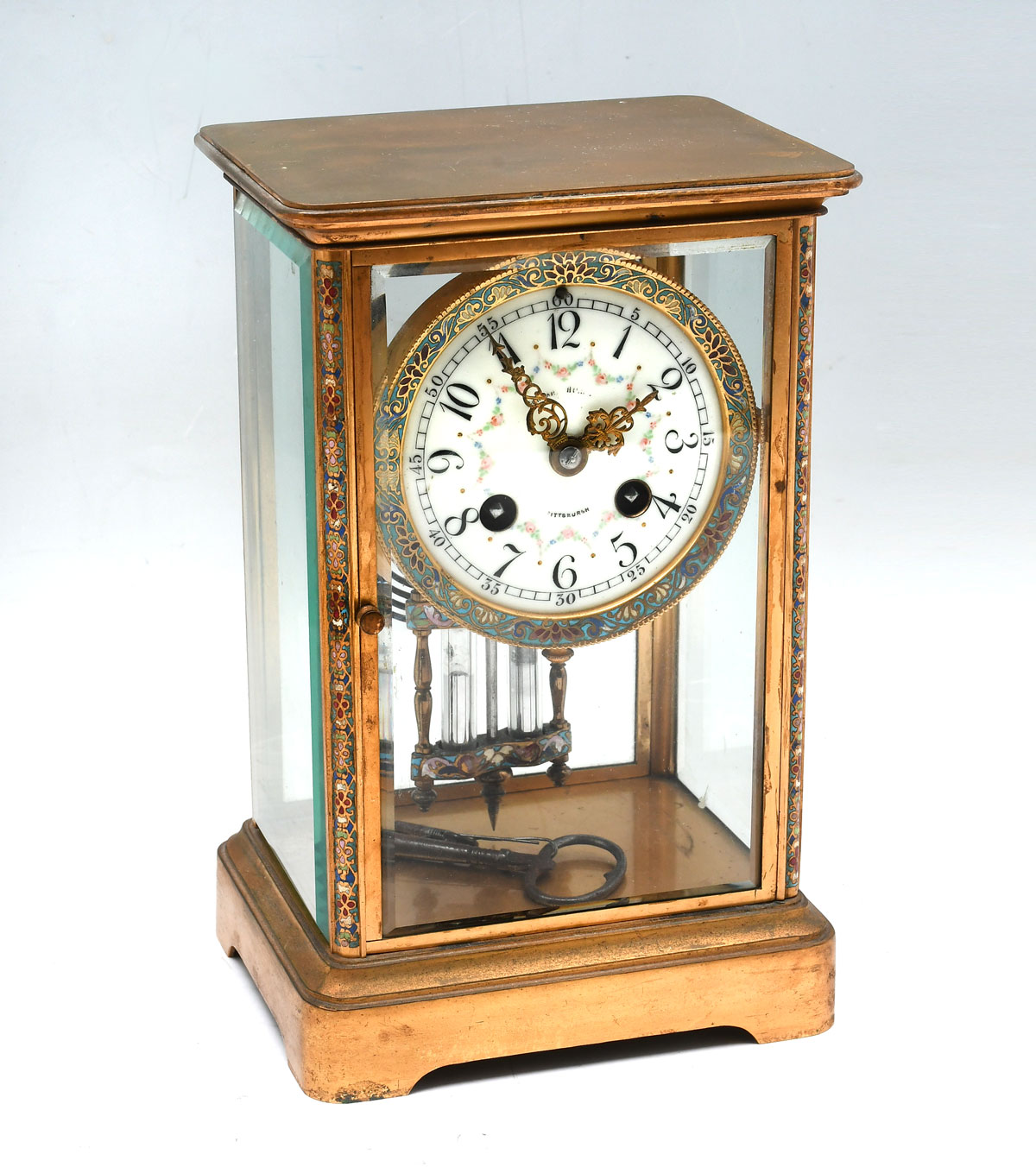 GILT FRENCH CLOISONNE CLOCK: Early