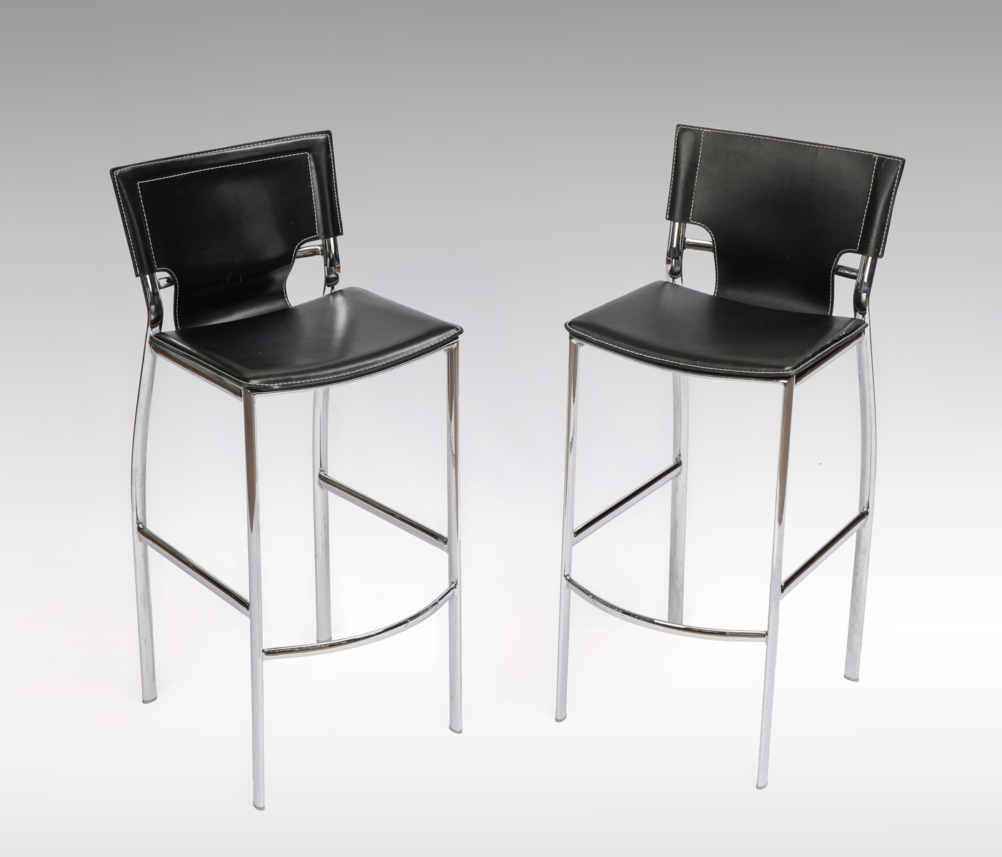 PR OF MODERN CHROME BAR STOOLS: