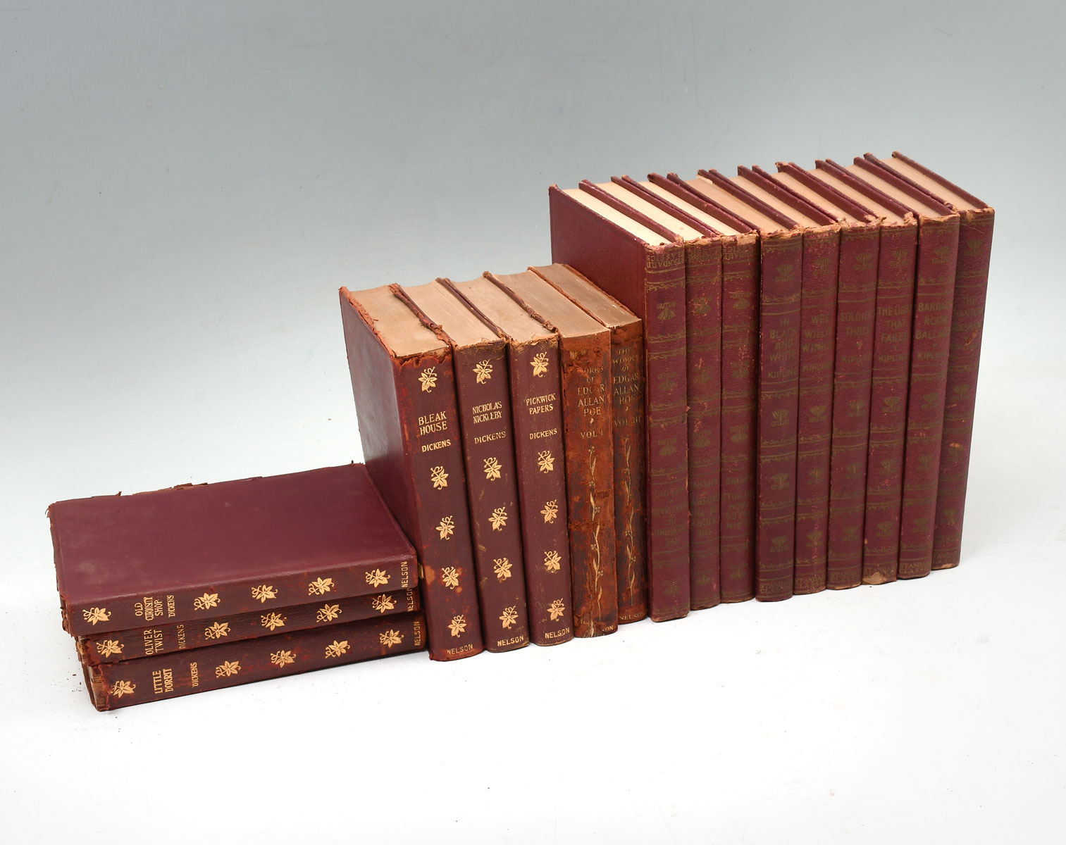 17 PC. LEATHER BOUND BOOK COLLECTION: