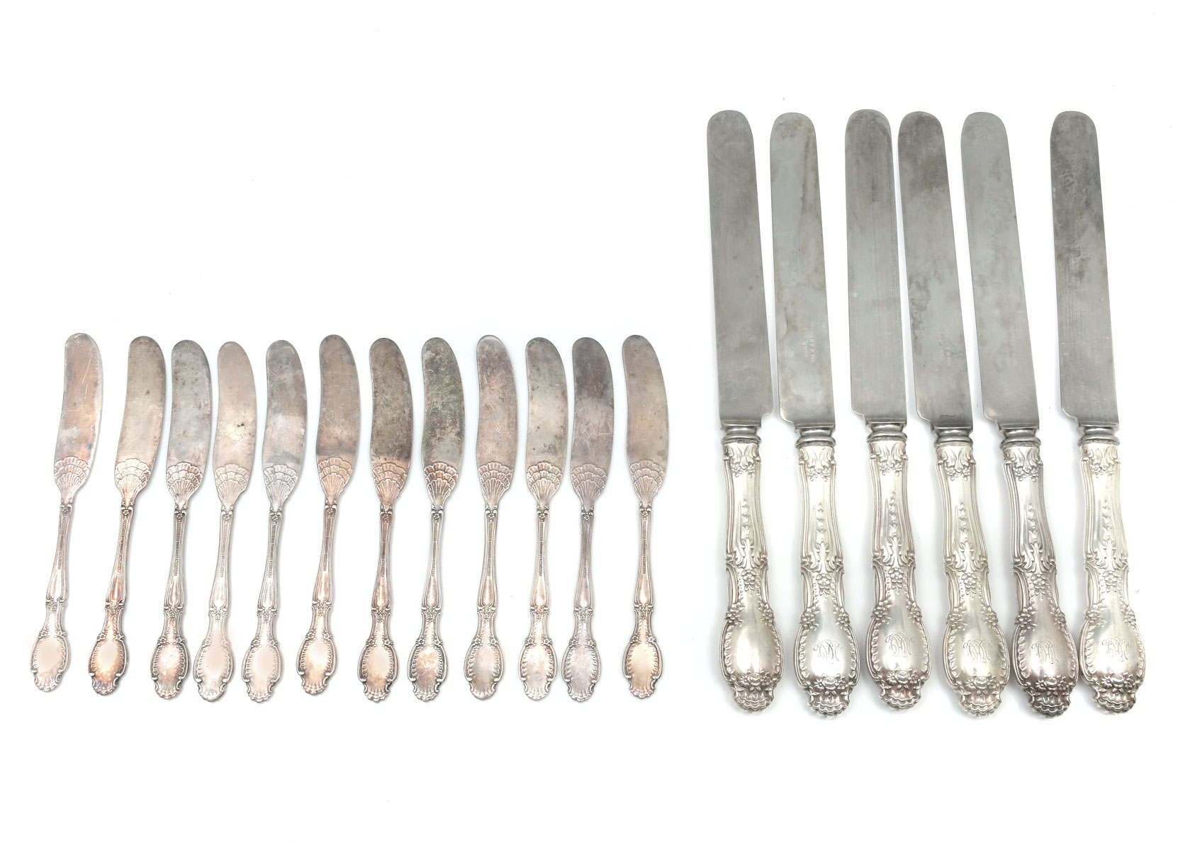 18 PC TIFFANY CO STERLING KNIVES  36c9c1