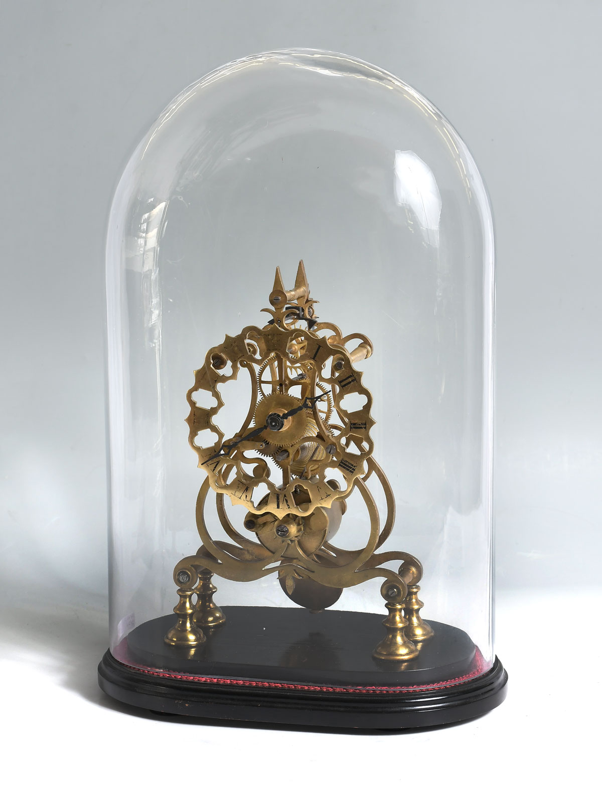 DOME GLASS SKELETON CLOCK Brass 36ca05