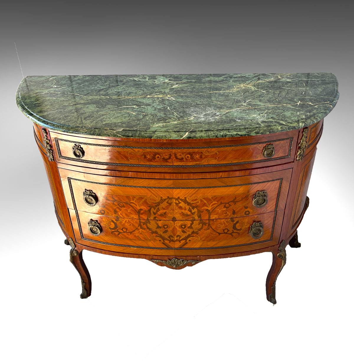 INLAID MARBLE TOP DEMILUNE: 3-