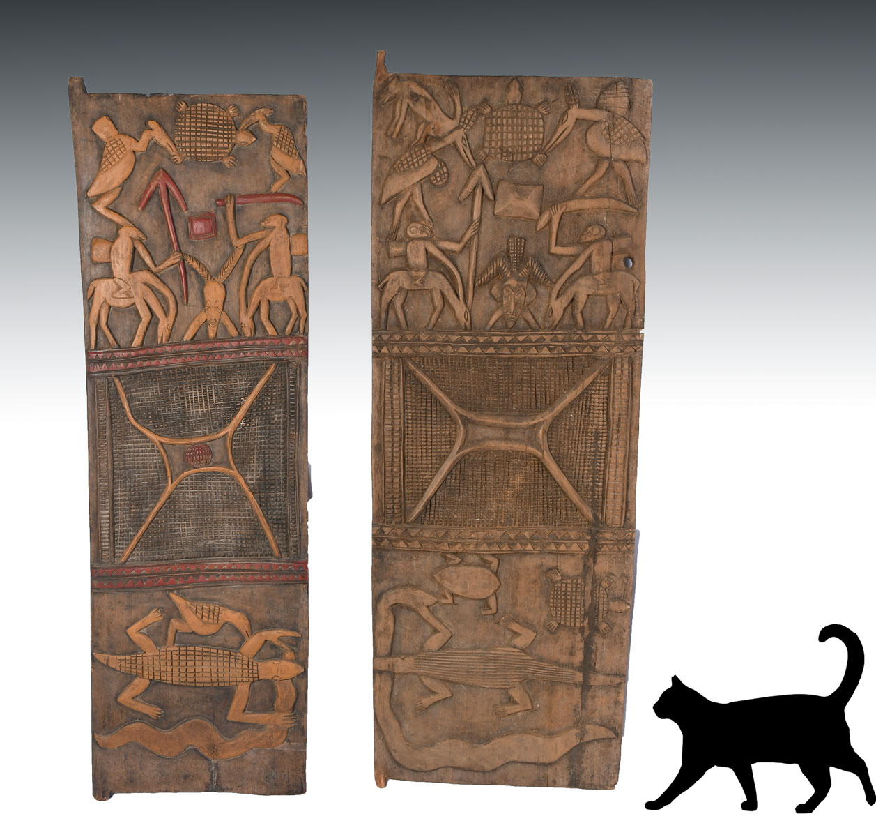 2 AFRICAN HUT DOORS SENUFO TRIBE  36ca43