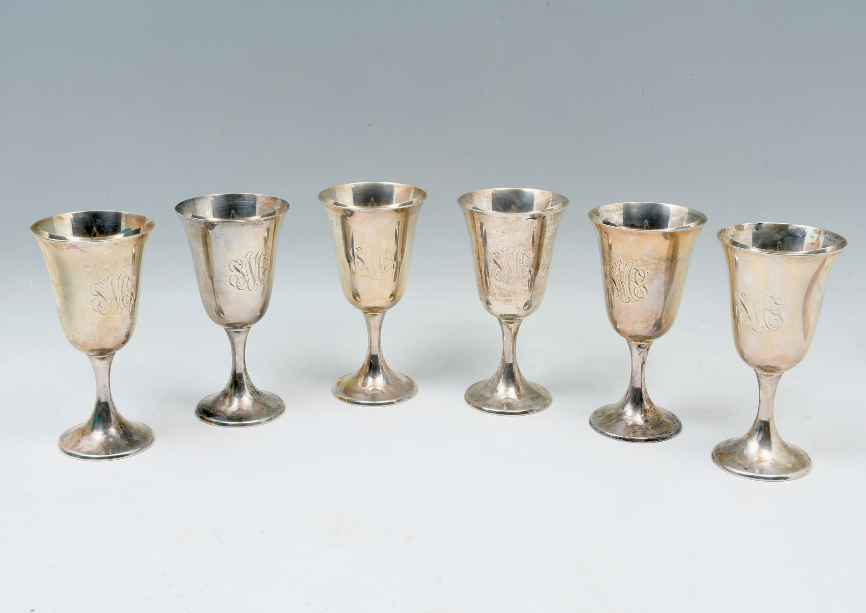 6 PC. GORHAM STERLING SILVER GOBLETS: