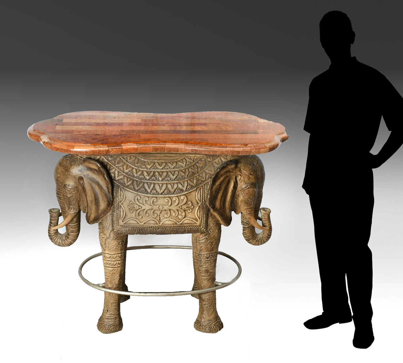 MARBLETOP ELEPHANT BAR HEIGHT TABLE