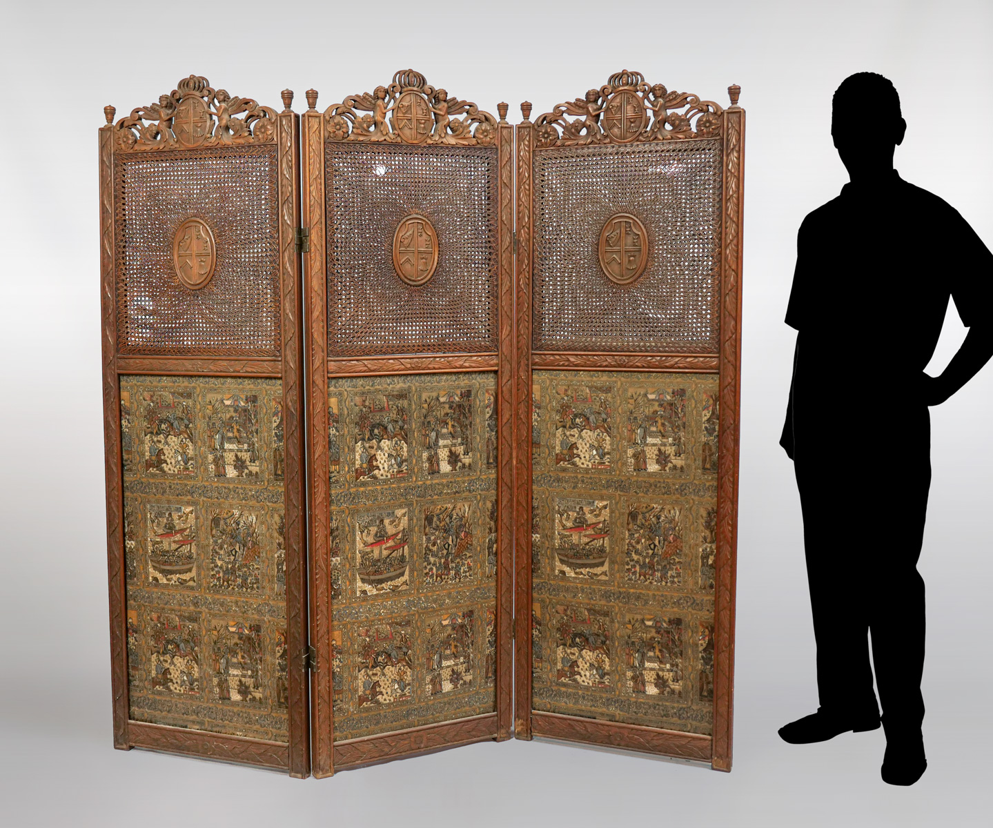 CARVED ENGLISH SCREEN WITH CANE 36ca83