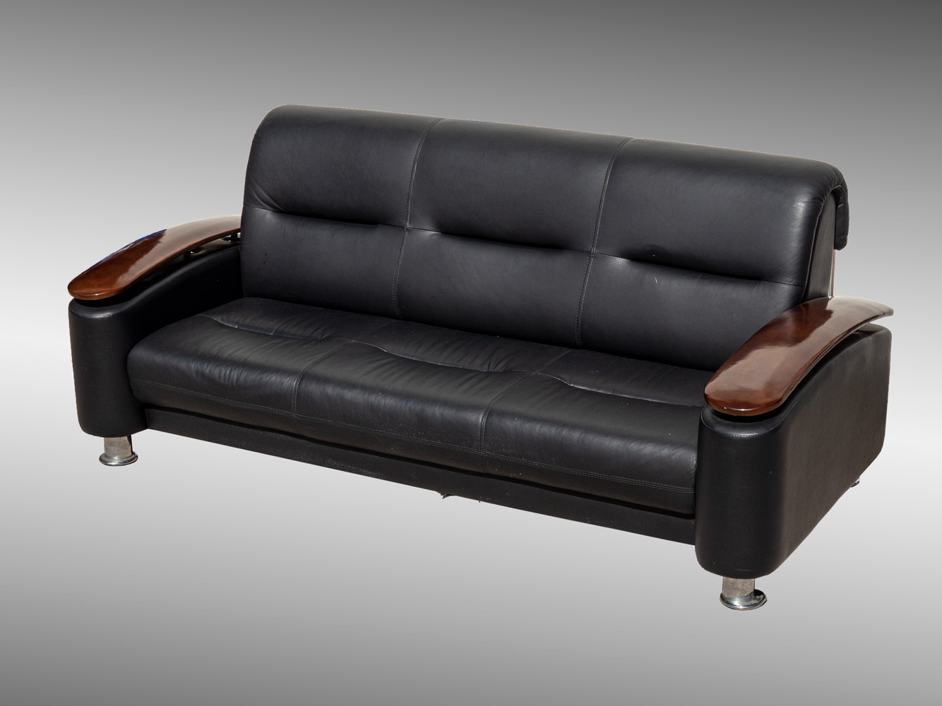 MODERN LEATHER SOFA: Black leather sofa,
