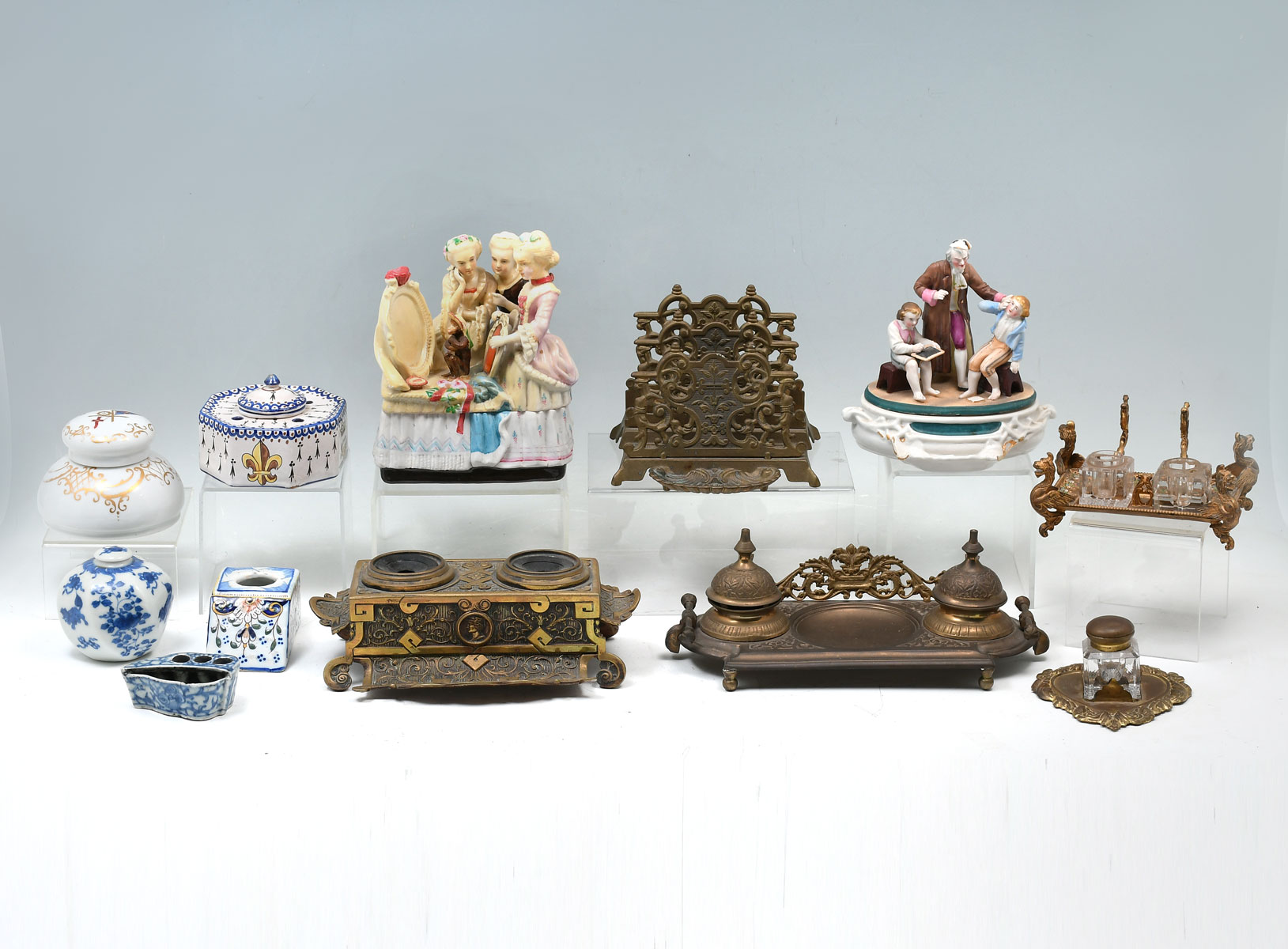 12 PC. INKWELL & DESK SET COLLECTION: