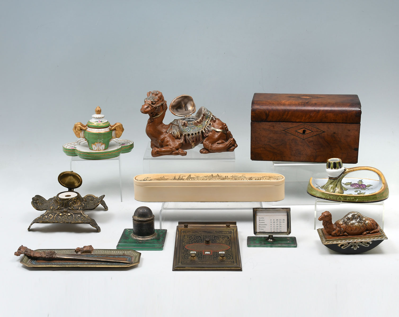 12 PC. INKWELL & DESK SET COLLECTION: