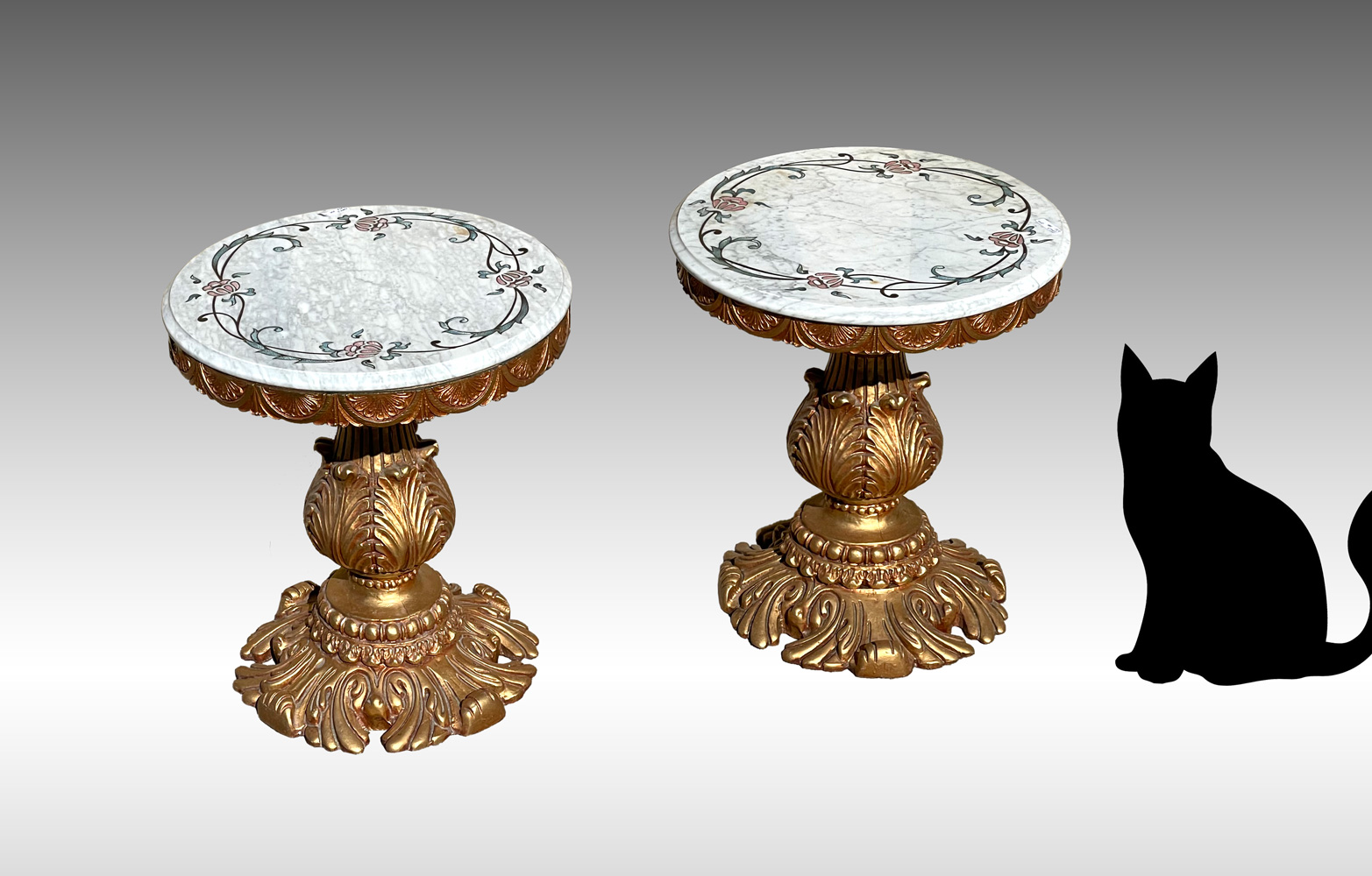 PAIR OF MARBLE TOP END TABLES:
