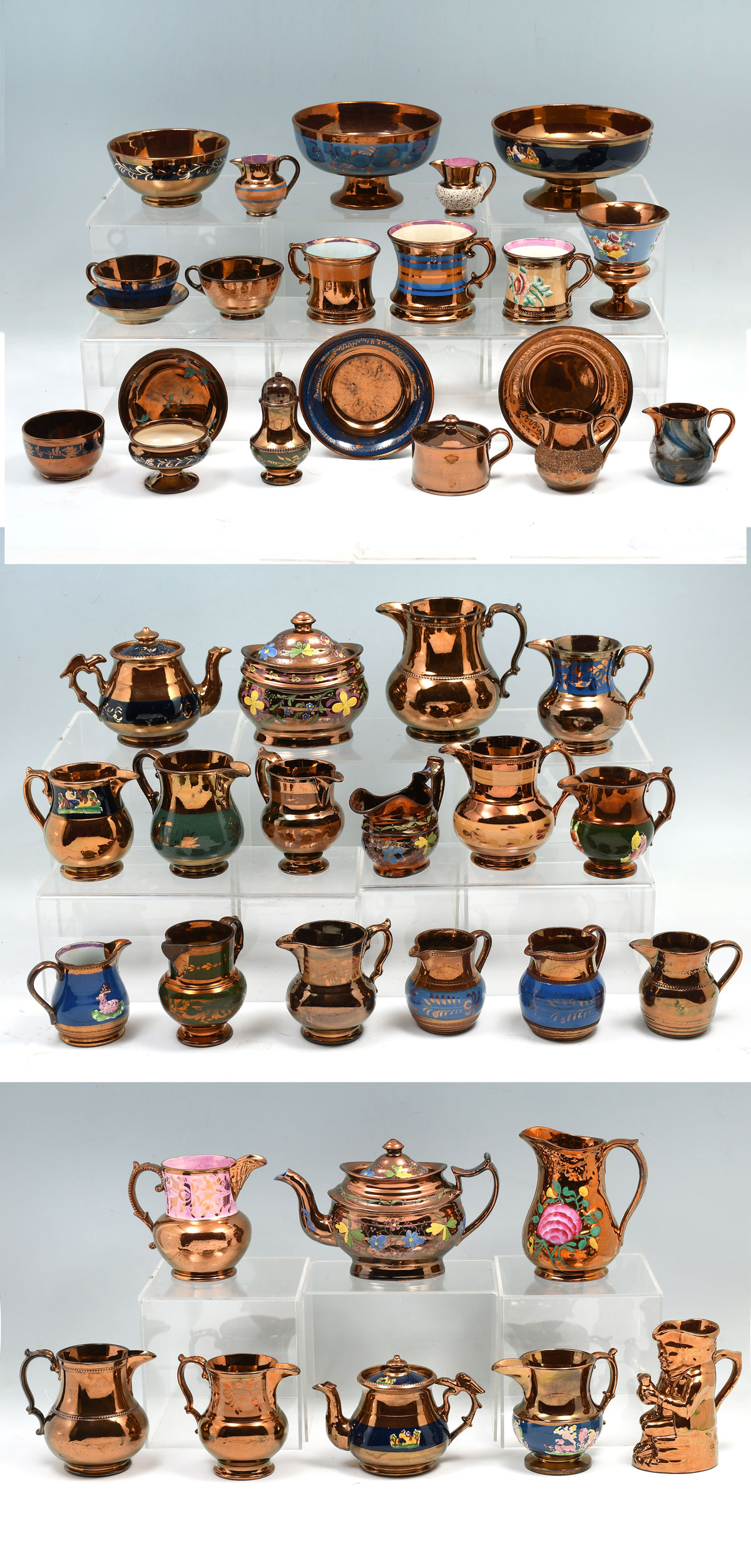 LARGE COLLECTION OF COPPER LUSTERWARE: