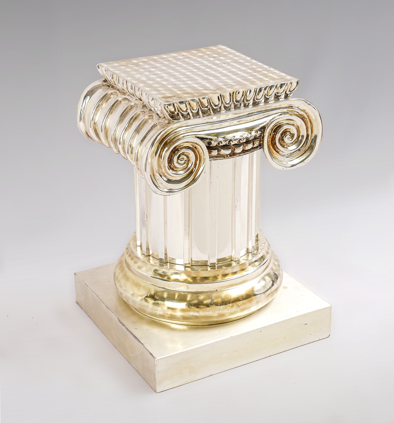 ITALIAN SILVER CLAD PEDESTAL: Carved