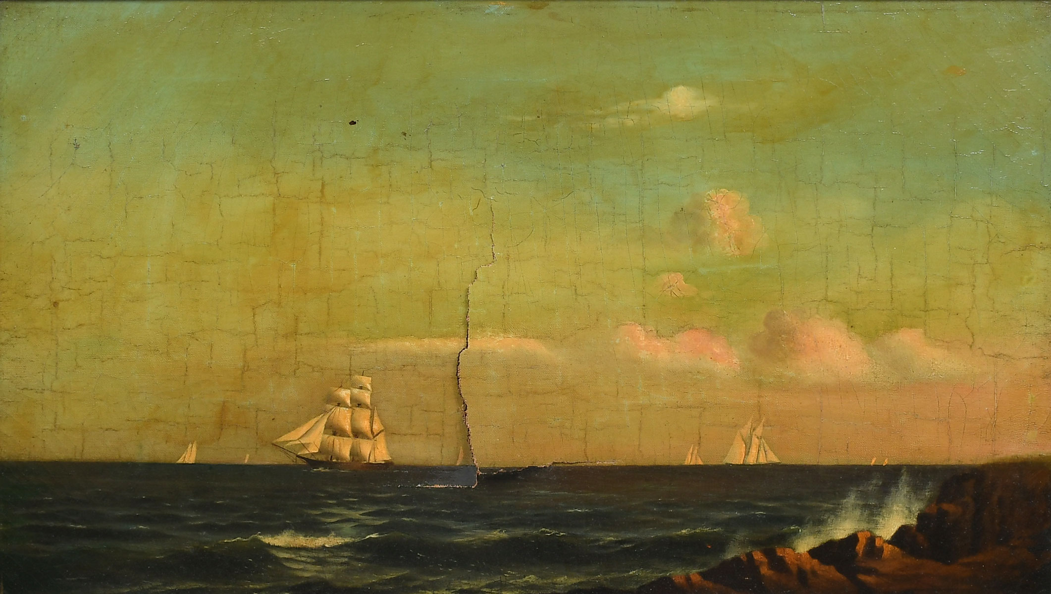 19TH C MARITIME PAINTING: Sailing Ships