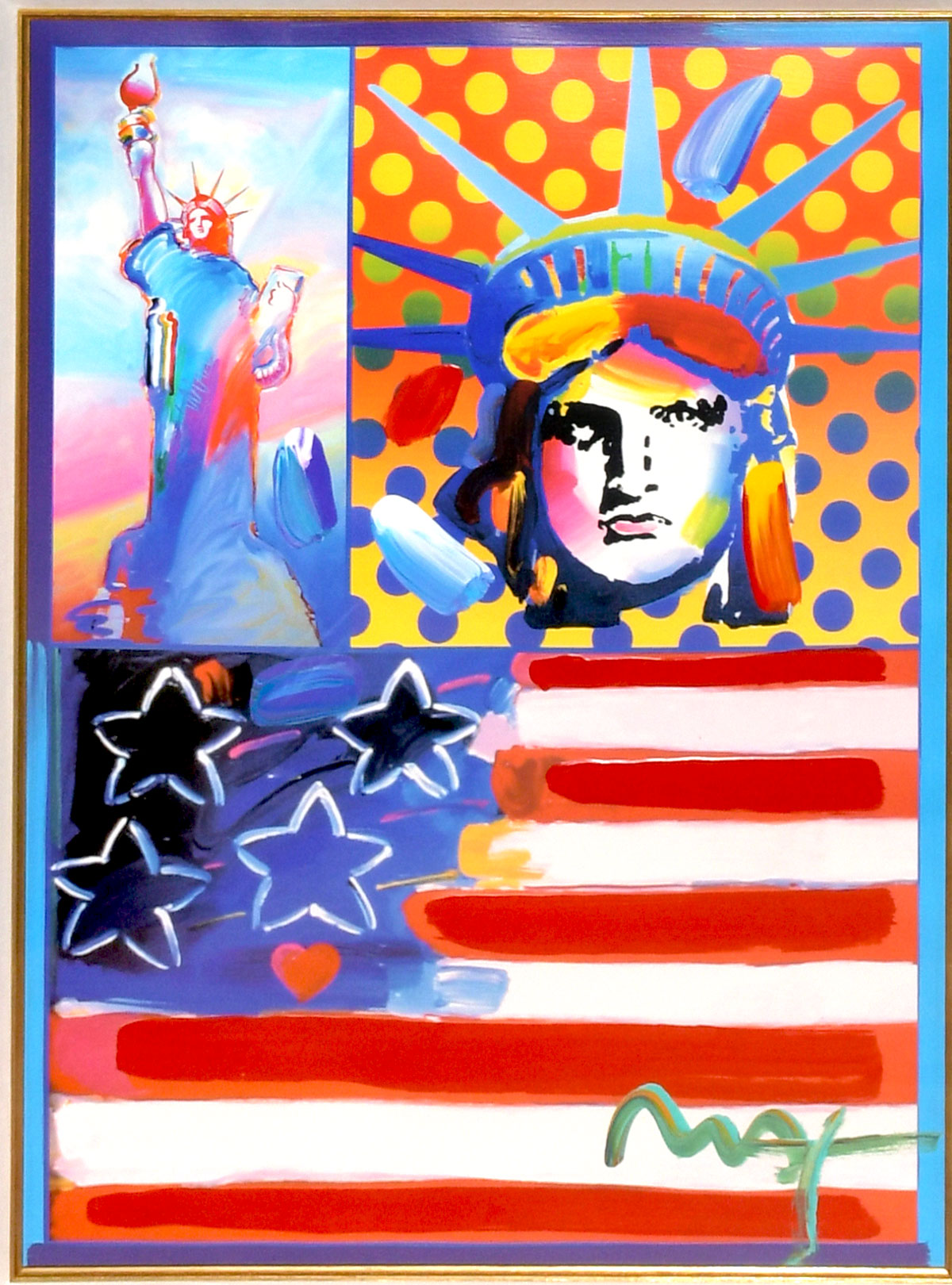 PETER MAX MIXED MEDIA GOD BLESS AMERICA