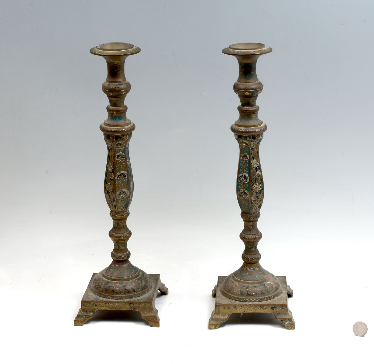 PAIR 19TH C. RUSSIAN BRONZE ENAMELED