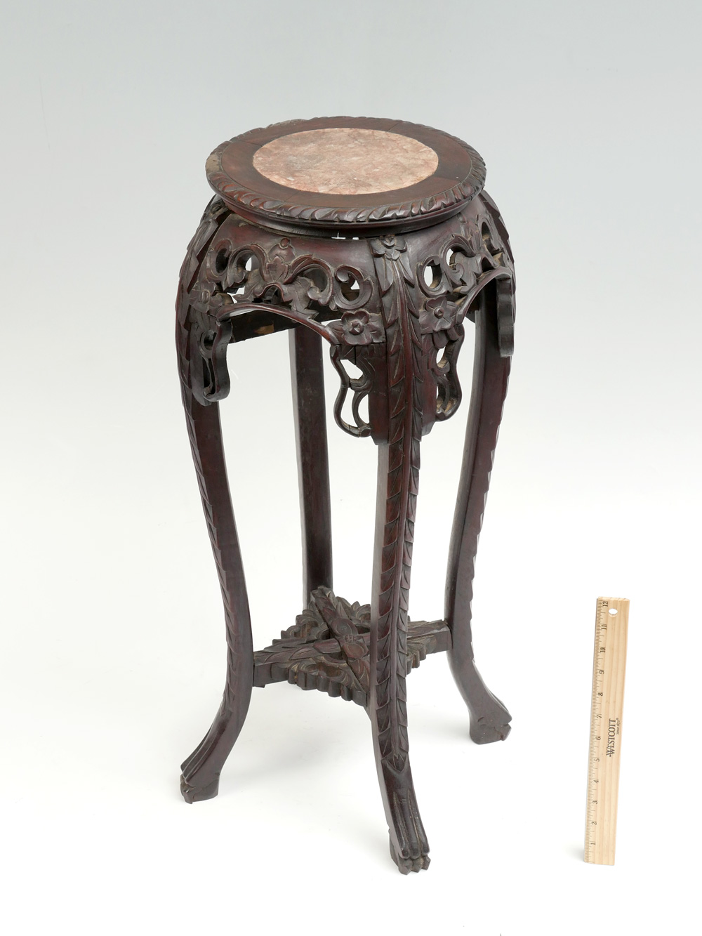 CHINESE MARBLE TOP FERN STAND: