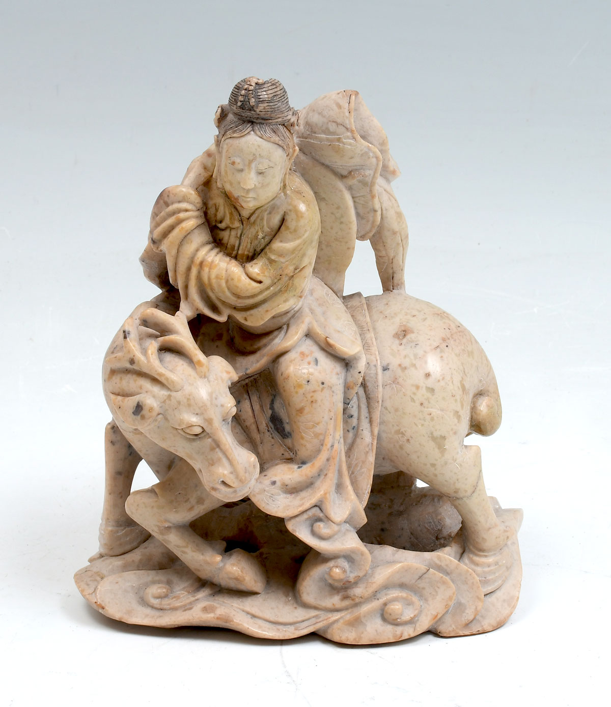 CHINESE SOAPSTONE FIGURAL CARVING: