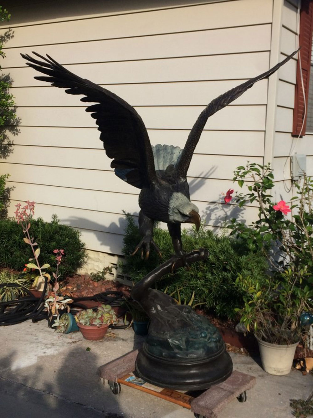 HUGE COLD PAINTED BRONZE BALD EAGLE