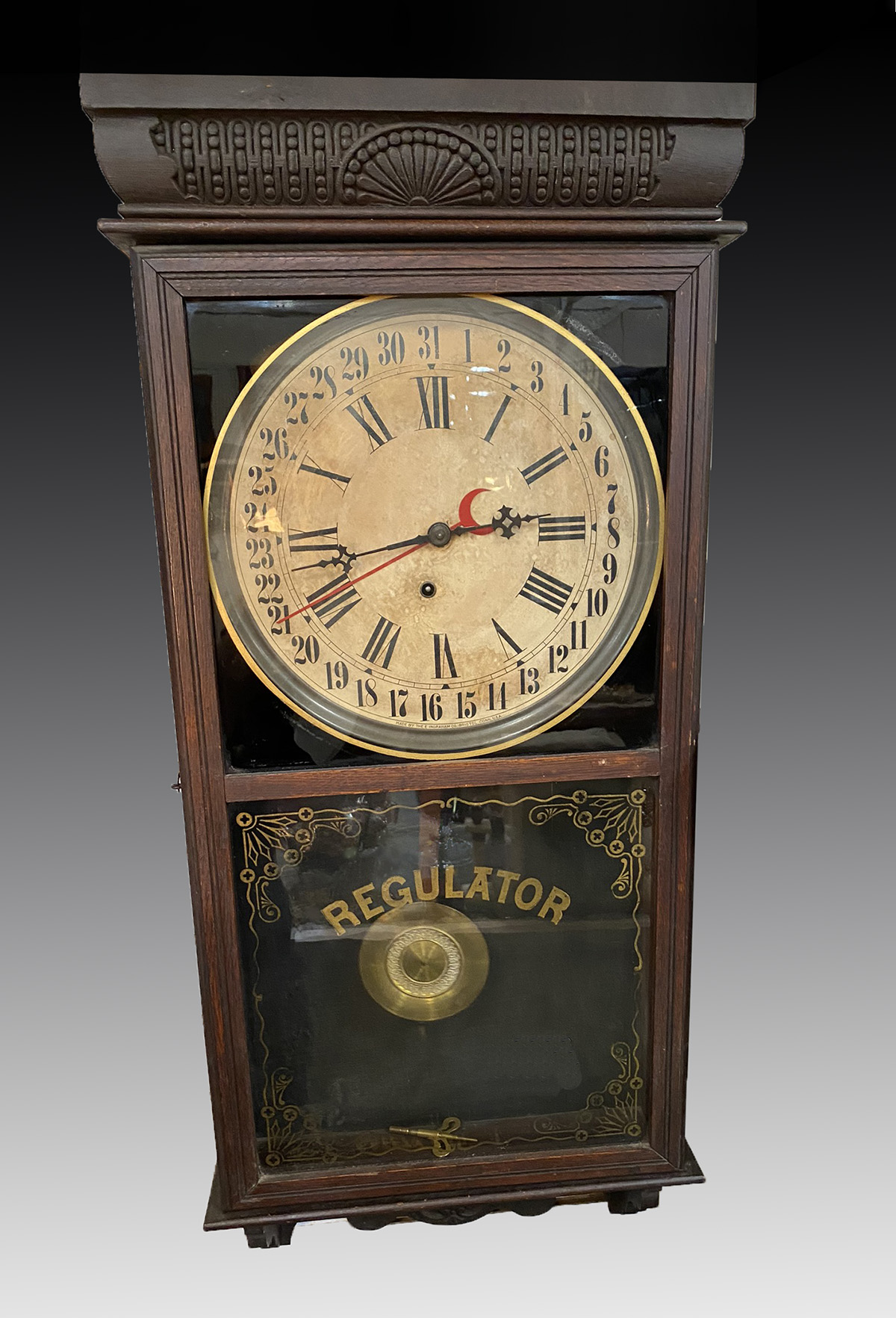 VICTORIAN OAK REGULATOR CALENDAR 36cc44