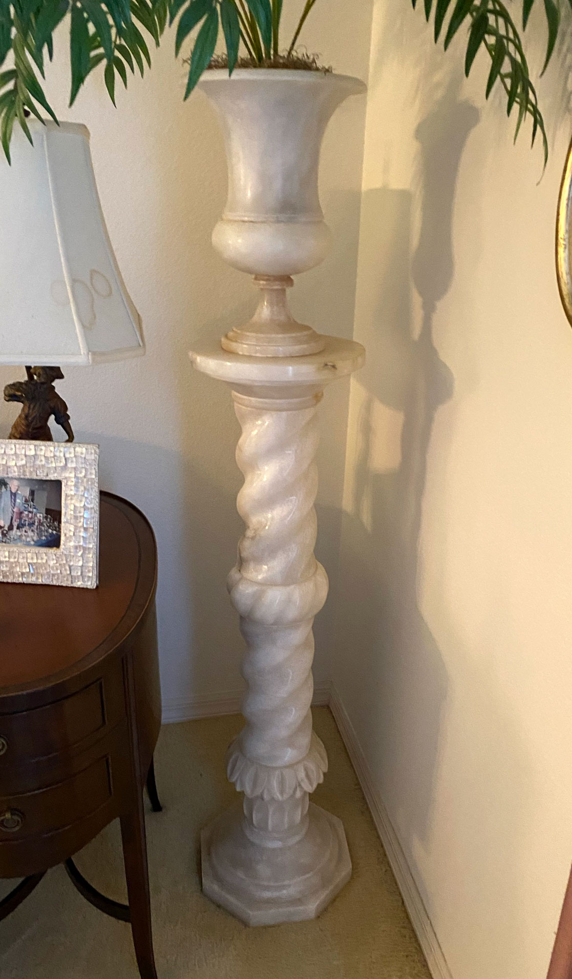 CONTEMPORARY CARVED MARBLE PEDESTAL