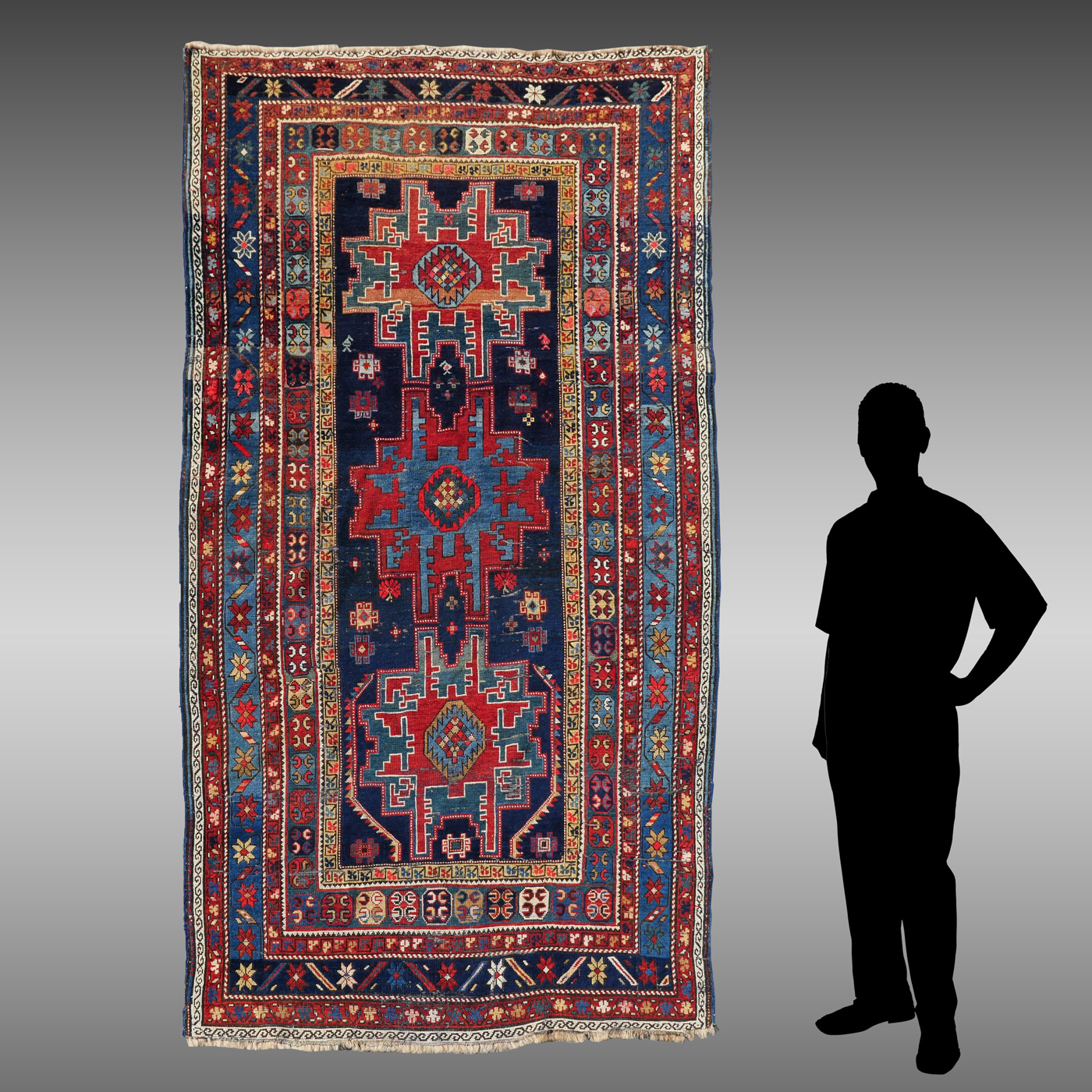 ANTIQUE CAUCASIAN HK WOOL RUG WITH 36cc47