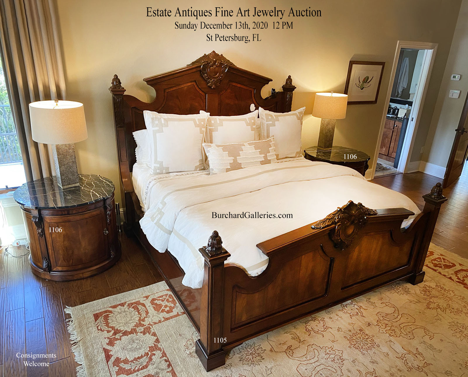 MASSIVE KING SIZE CARVED MAHOGANY BED