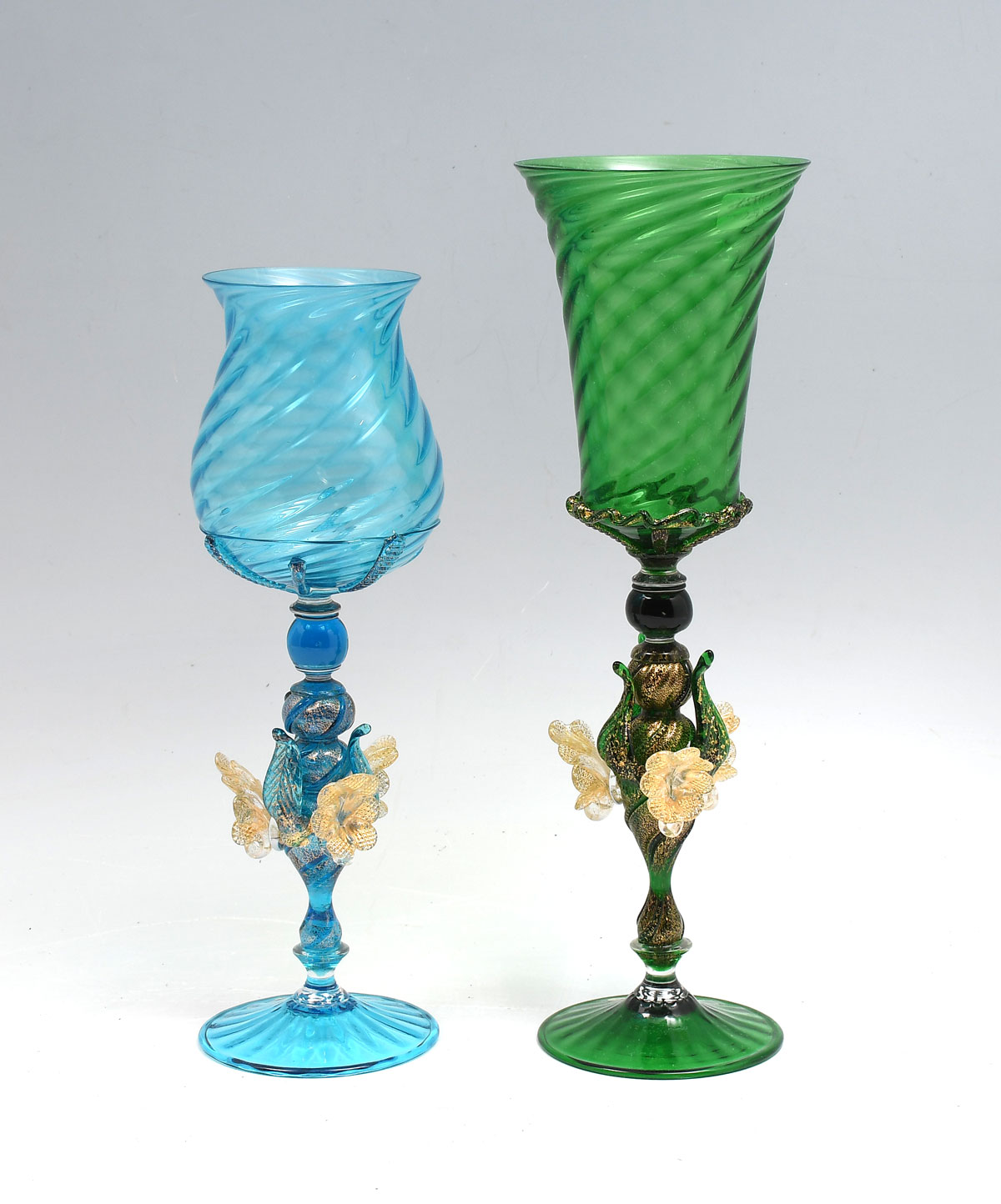 2 PIECE MURANO ART GLASS CHALICES: