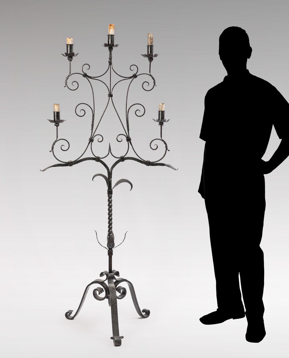 WROUGHT IRON FLOOR CANDELABRA: