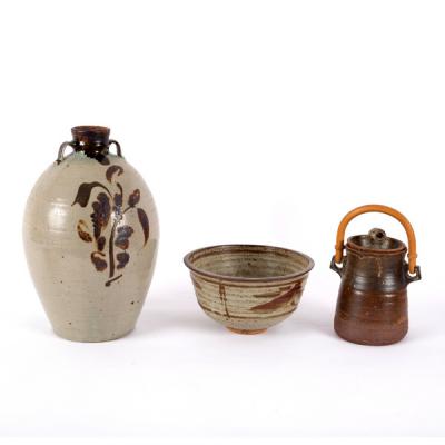 A stoneware bottle vase with twin lug
