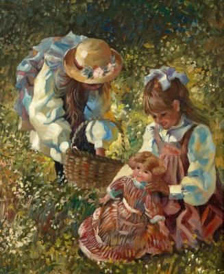 M Hays/Picking Cowslips/two girls in