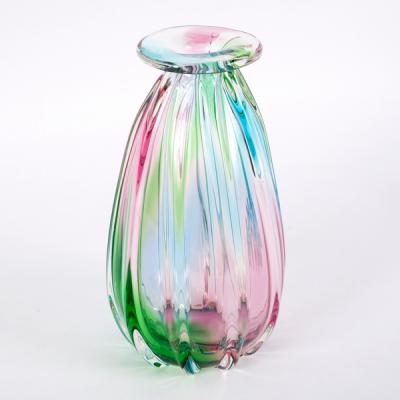 A ribbed studio glass vase in iridescent 36cdac