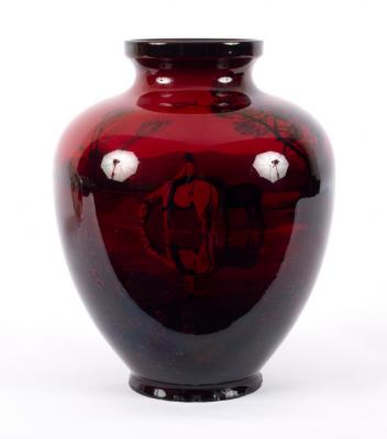 Doulton, a modern flambe vase, rider