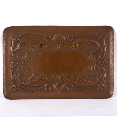 Newlyn School, a copper tray, the