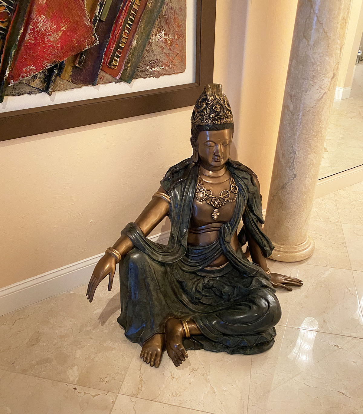 LARGE PATINATED SEATED BUDDAH  36d01b