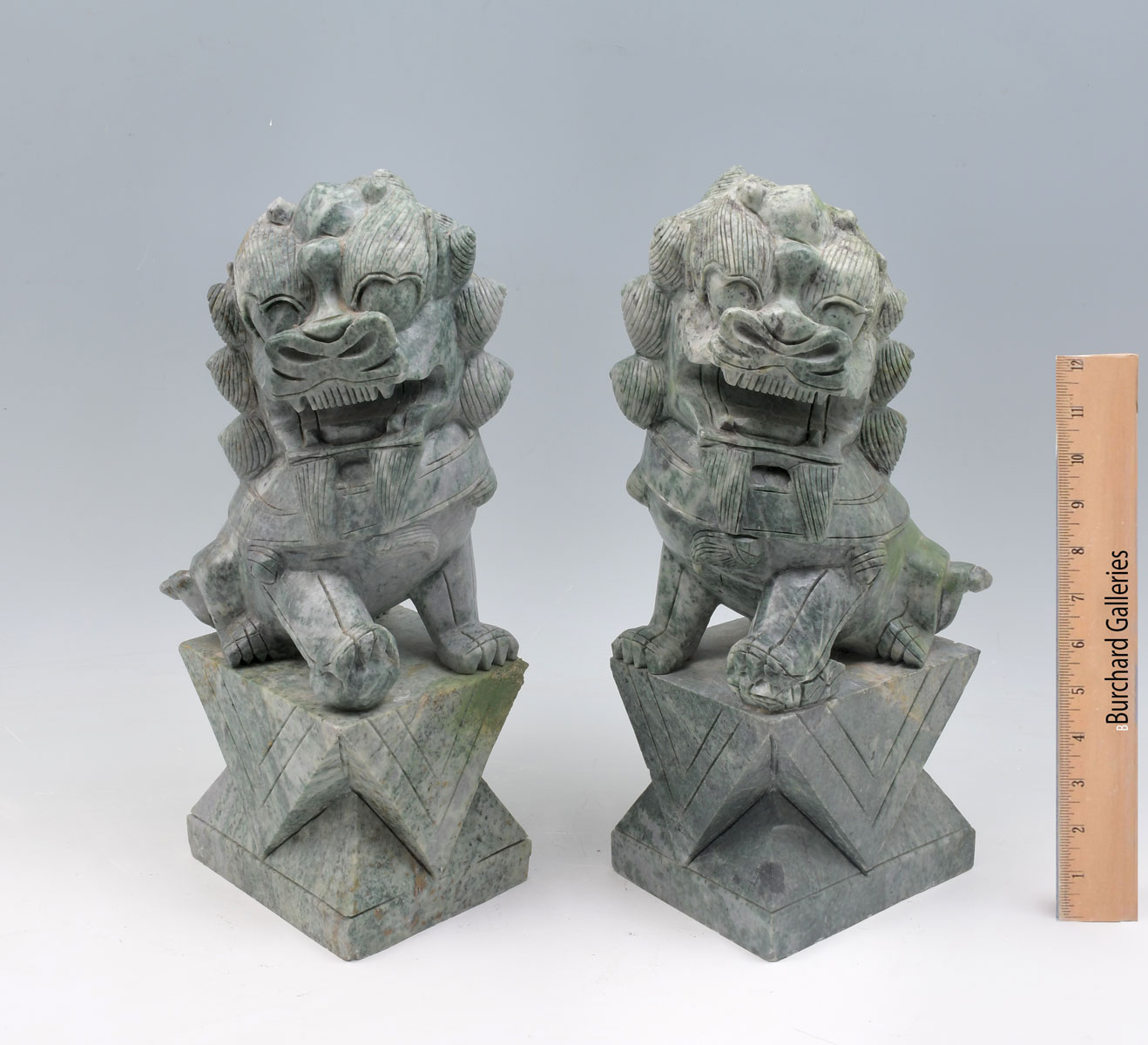 PAIR OF CARVED CHINESE FOO DOGS  36d03a