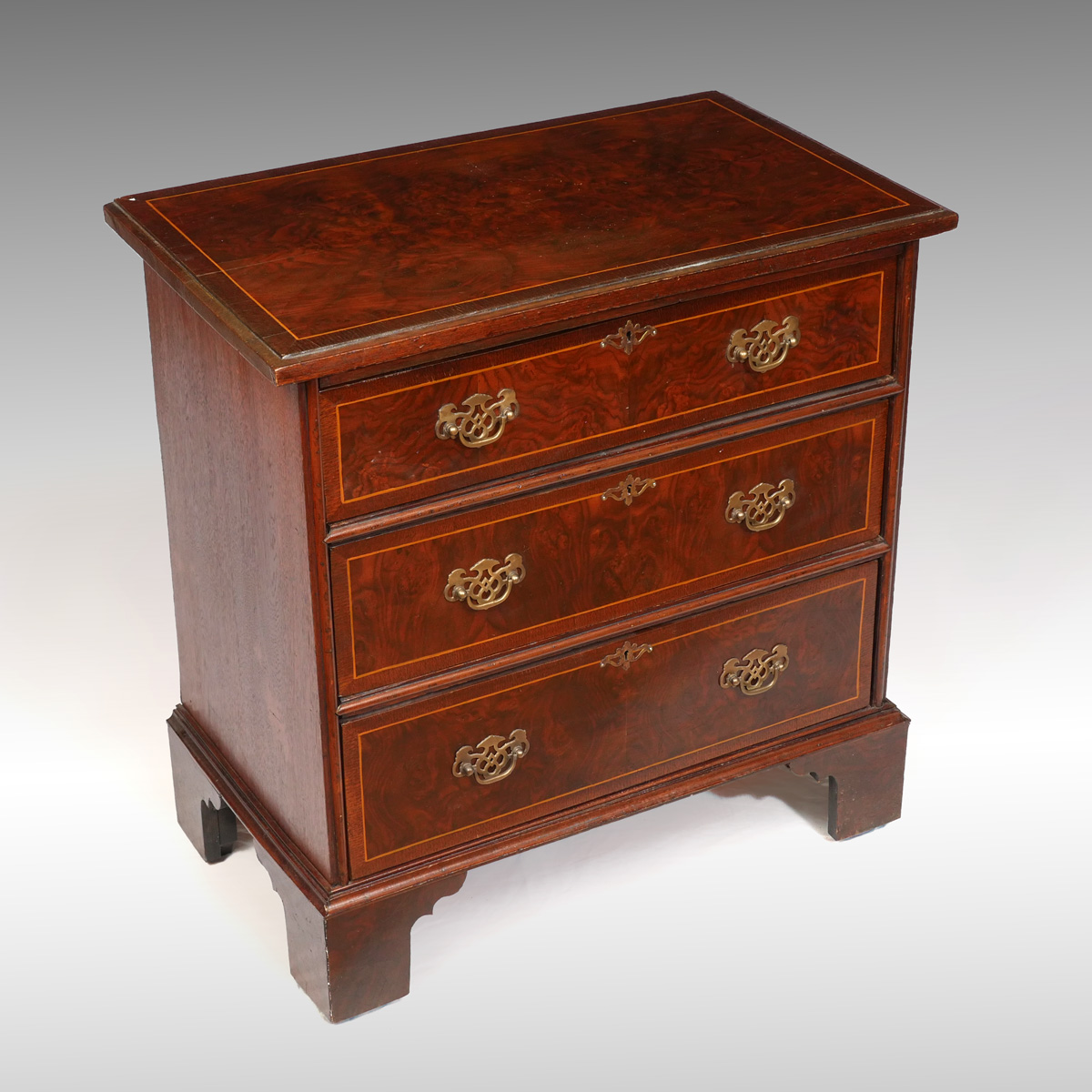 SMALL 19TH C. 3 DRAWER CHEST: 3-